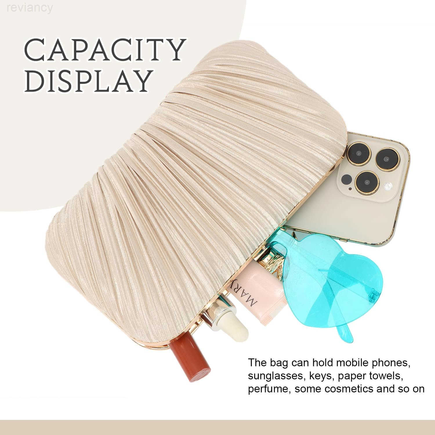 Clutch Purses for Women Evening Bag Pleated Clutch Bag with Chain for Wedding PartyW250908