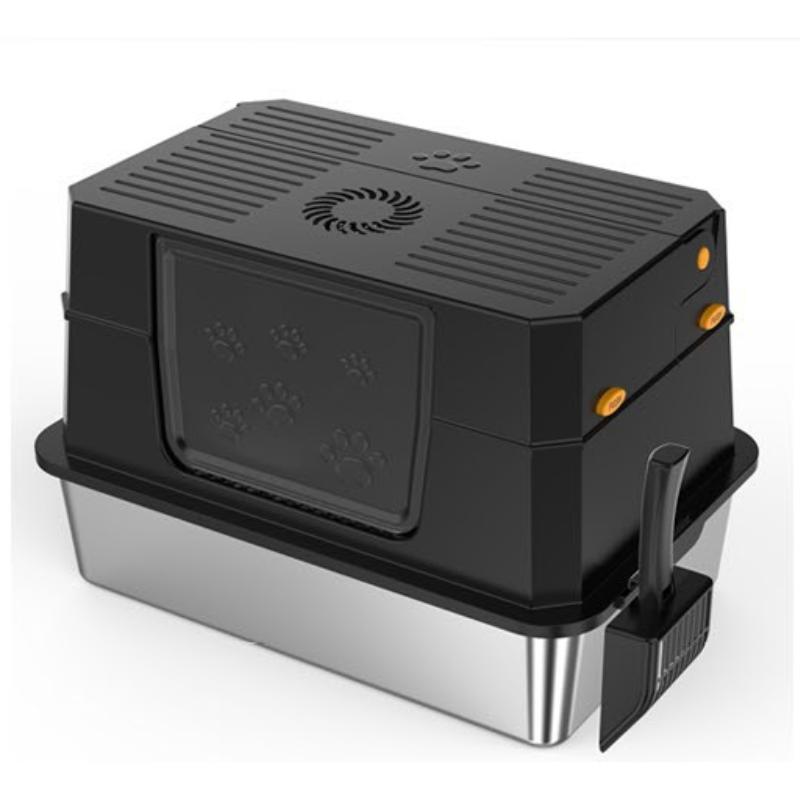 Stainless Steel Cat Litter Box - Oversized Pet Toilet with Activated Carbon Pack & Shovel - JY-W