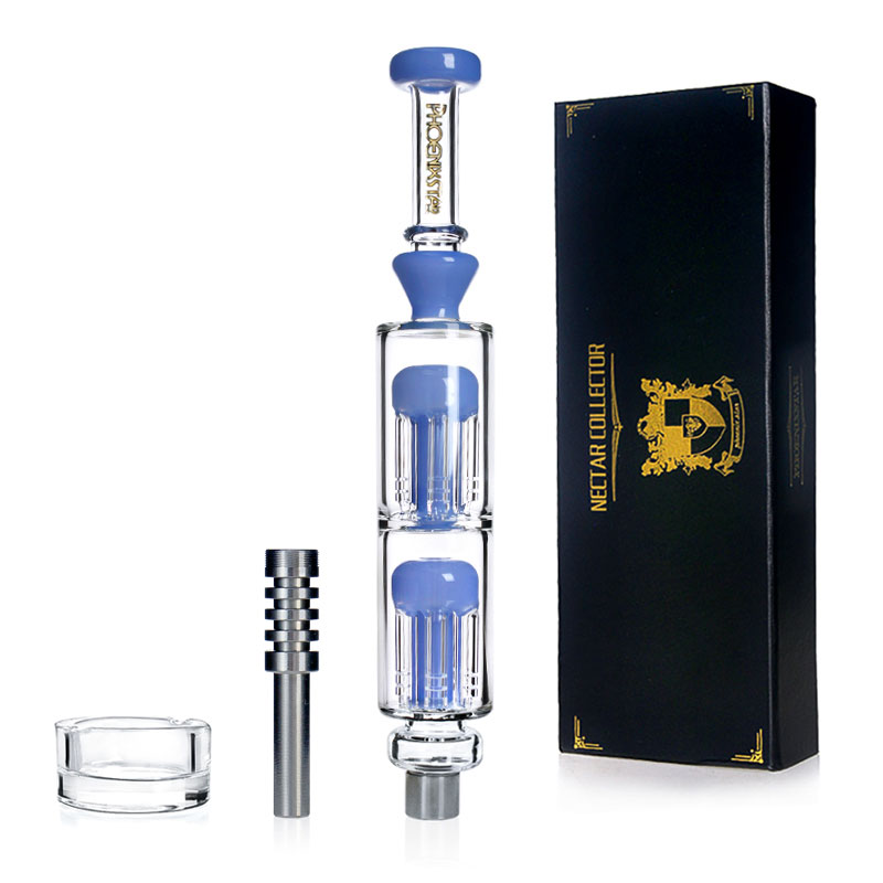 Phoenixstar Nectar Collector Kit Glass Bubbler Titanium Nail Glass Dish Stainless stell Clip Smoking Accessories NC Gift Box Packing 10 Inches