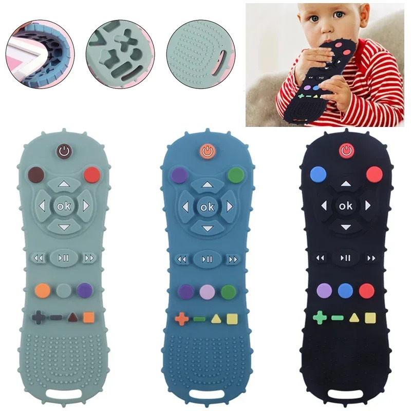 Novelty Silicone Simulation TV Remote Control Shape Soothing Toy Baby Food Grade Teaser Stick Childrens Sensory Education Toys250908
