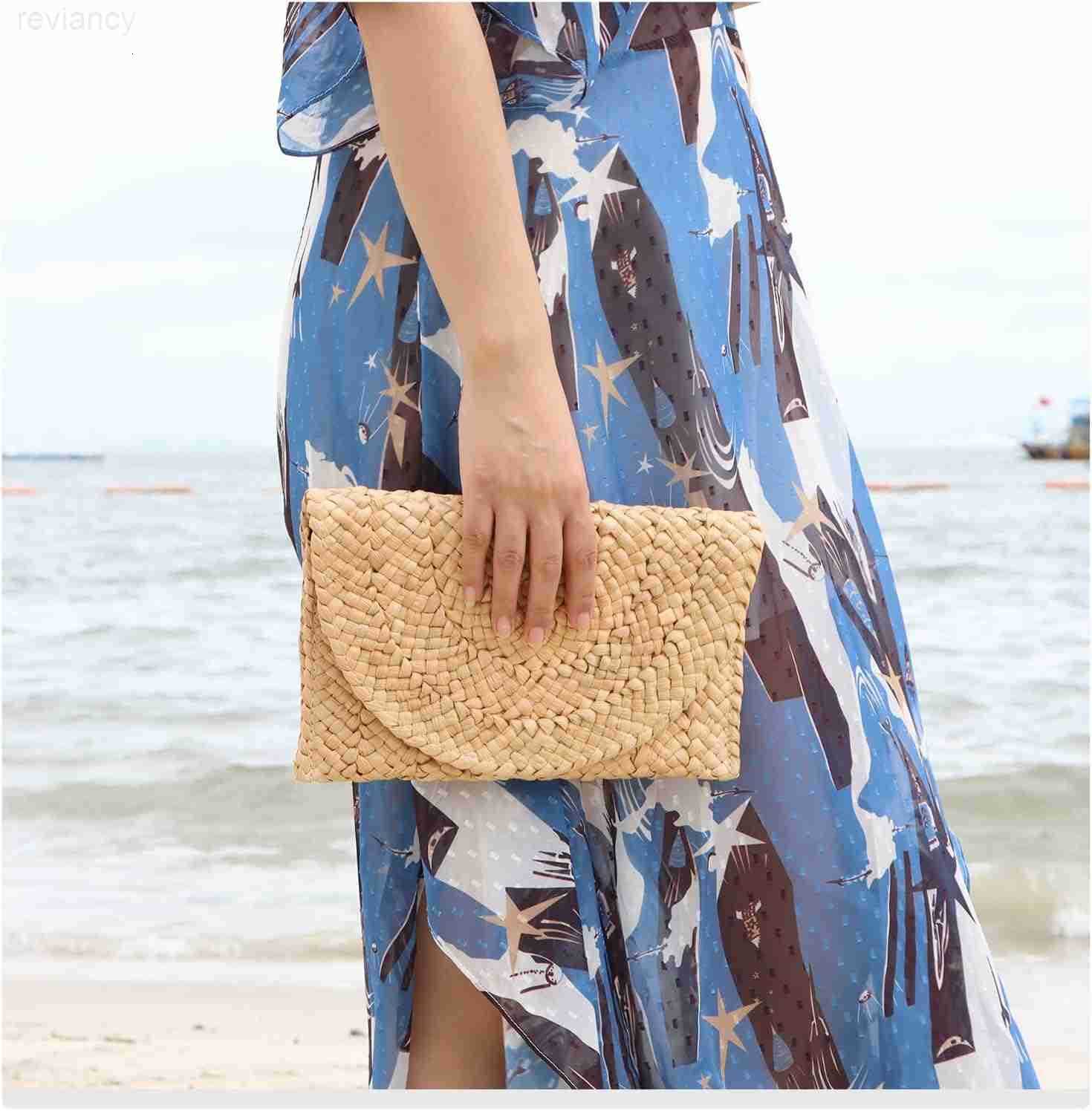 Straw Clutch Purses for Women Summer Beach Bags Envelope Woven Clutch HandbagsW250908