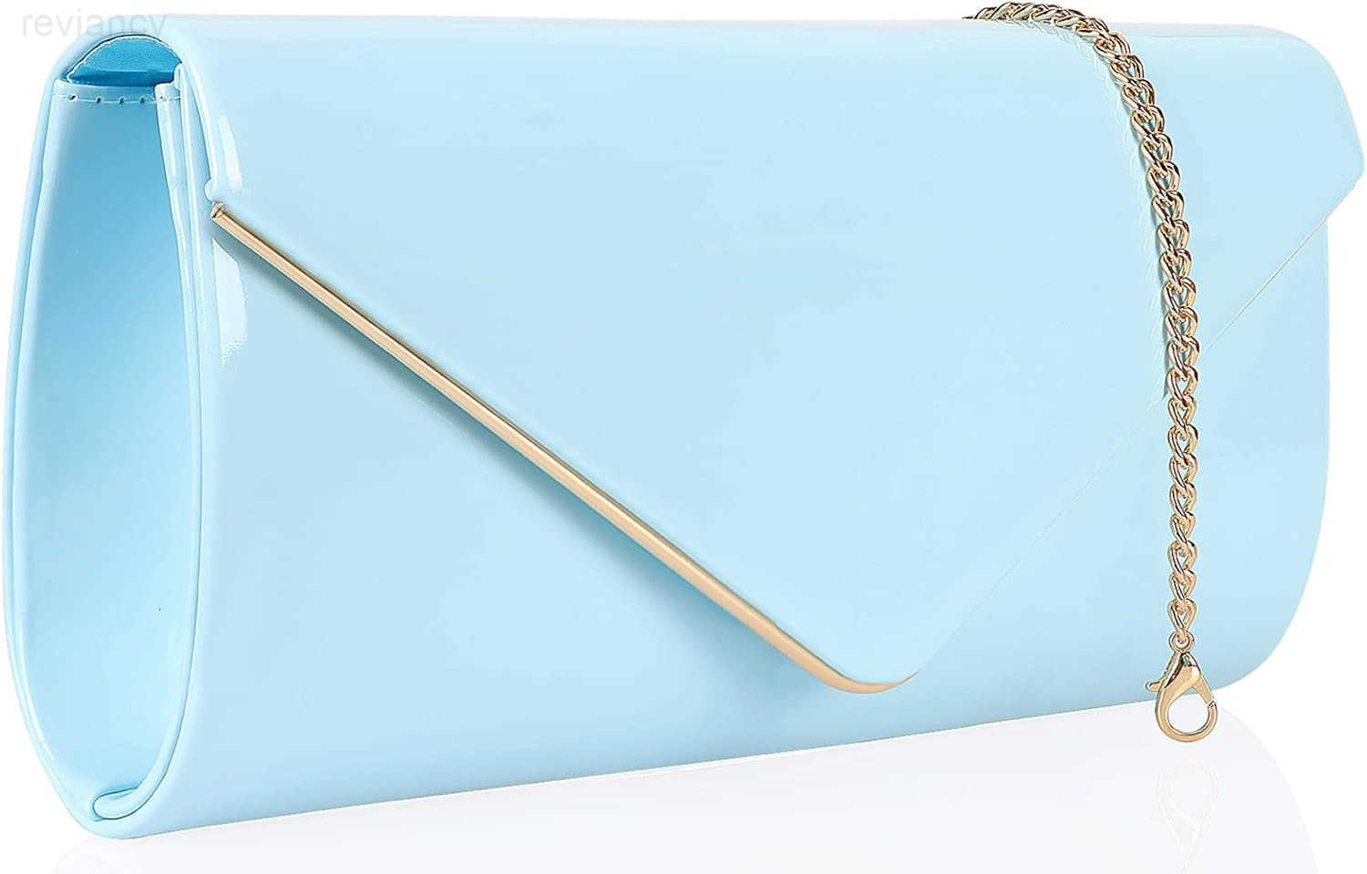 Envelope Clutch Purse for Women Shiny Patent Leather Foldover Evening Bag Formal HandbagW250908