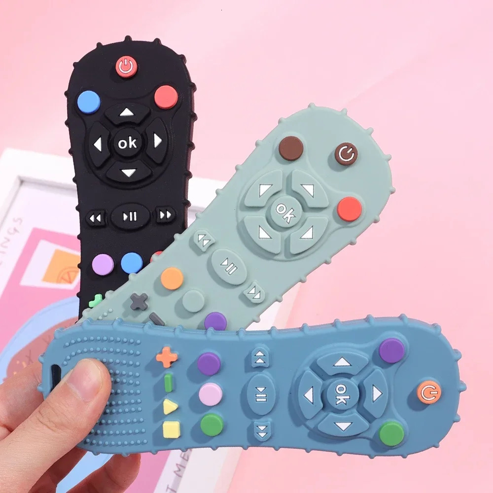 Novelty Silicone Simulation TV Remote Control Shape Soothing Toy Baby Food Grade Teaser Stick Childrens Sensory Education Toys250908