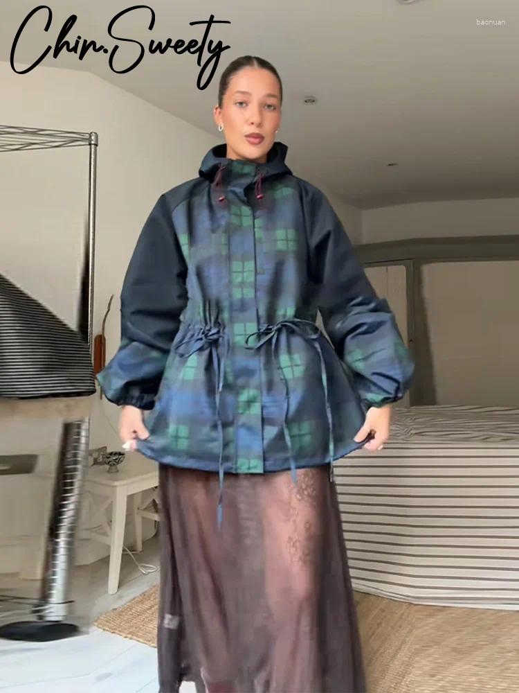 Women's Jackets Casual Tie Dye Print Hoody Women Jacket Urban Stand Collar Zippers Pocket Drawstring Female Coat 2025 Autumn Lady Outwear