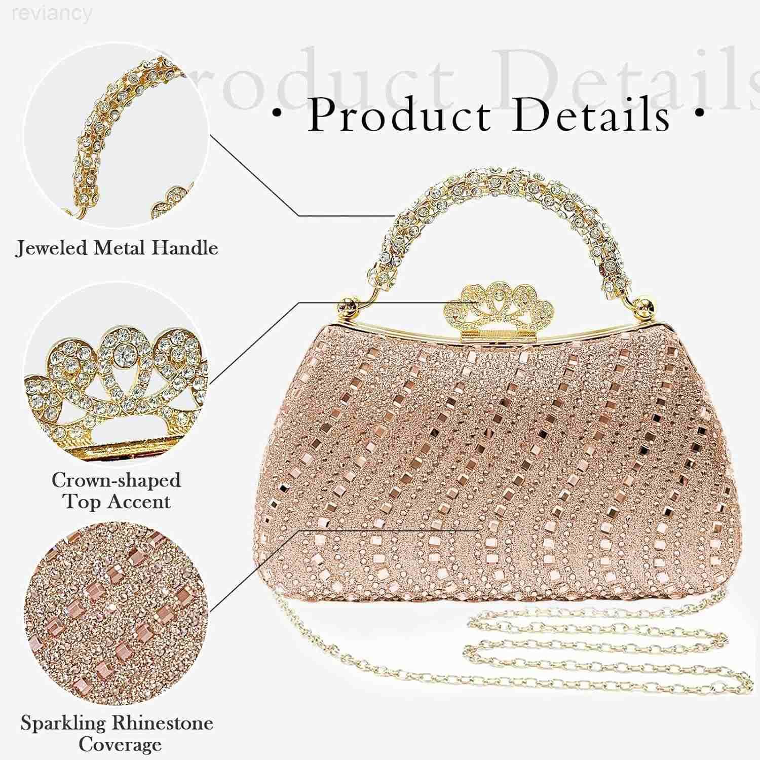 Clutch Purses for Women Rhinestone Formal Evening Bag Sparkly Diamond Handbag for Cocktail Prom Party WeddingW250908