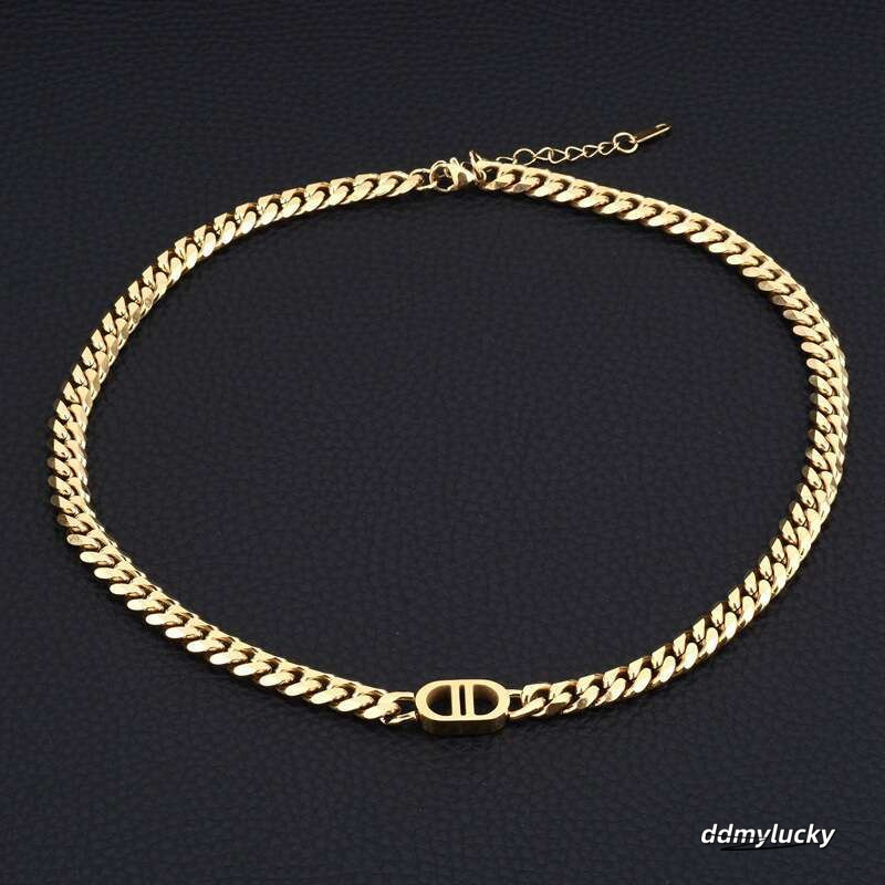 Stainless Jewelry Titanium Steel Double D Clavicle Chain Gold Necklace Unisex Couple Niche Bracelet Bangle ddmyLucky ddmyLucky ddmyLucky