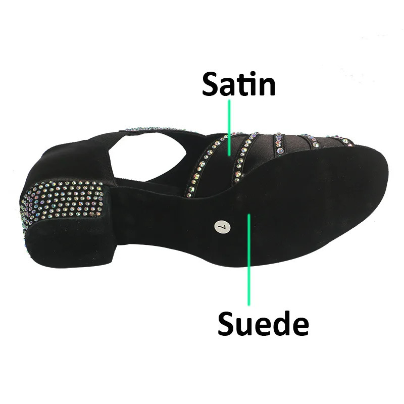 Wedopus Dance Jazz Shoes Latin Dance Shoes for Women Salsa Latin Shoes Girls Ballroom Dancing Shoes Black Skin Low Heel 250908 - view 6