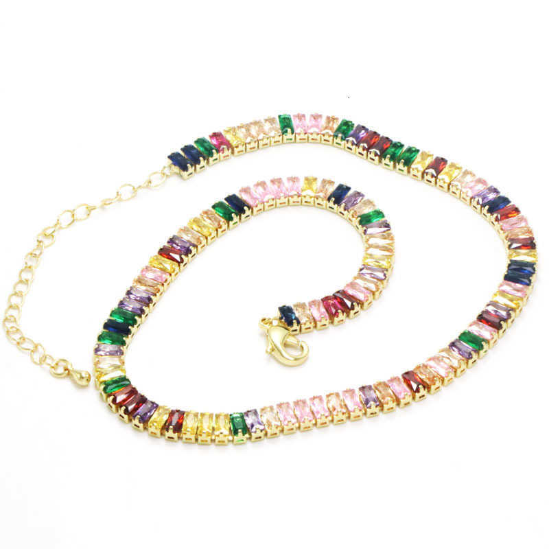 2mm Moissanite Tennis Necklace For Women S925 Silver Plated 18K Gold Sparkling Rhinestone Choker Chain Wedding Jewelry Adjustable W250616