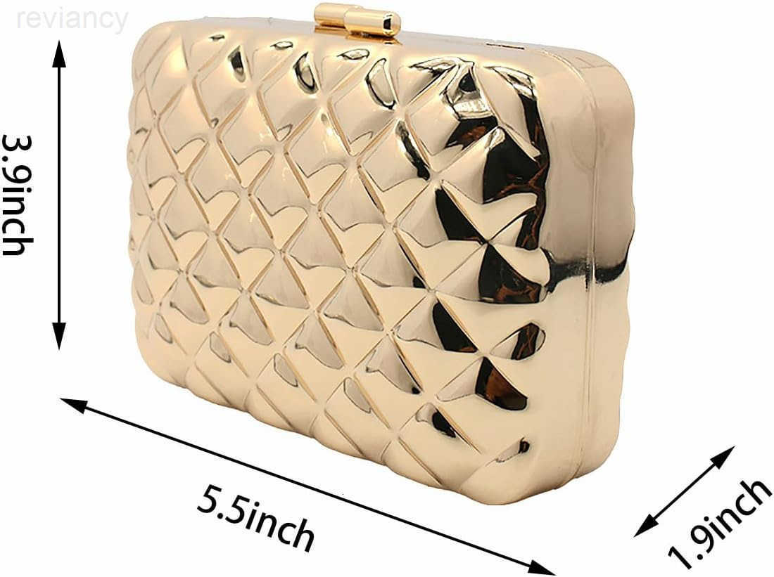 Women Sparkly Clutch Purse Unique Metallic Evening Bag Metal Box Handbag Purse Wedding Party Clutch Shoulder BagW250908