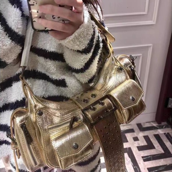 2025 autumn new handbag niche design trend versatile style punk style rivet spicy girl bag fashion women's shoulder bag designer bag