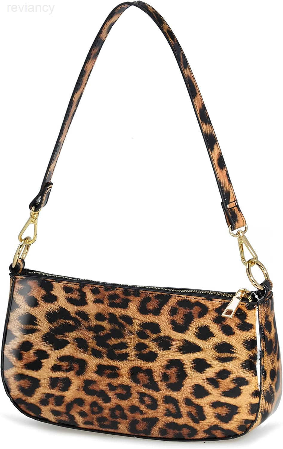 Leopard 90s Women Shoulder Bag Glossy Patent Vegan Leather Crossbody Bag Clutch PurseW250908