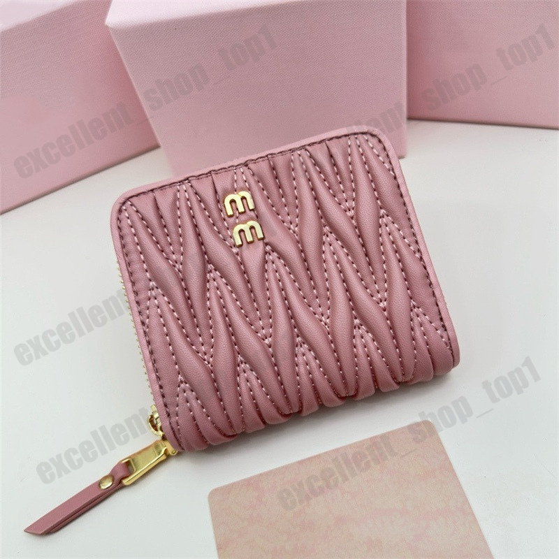 Short Wallets Designer Wallet Pleated Card Holder Purses Holders Genuine Leather Mini Pouch Women Men