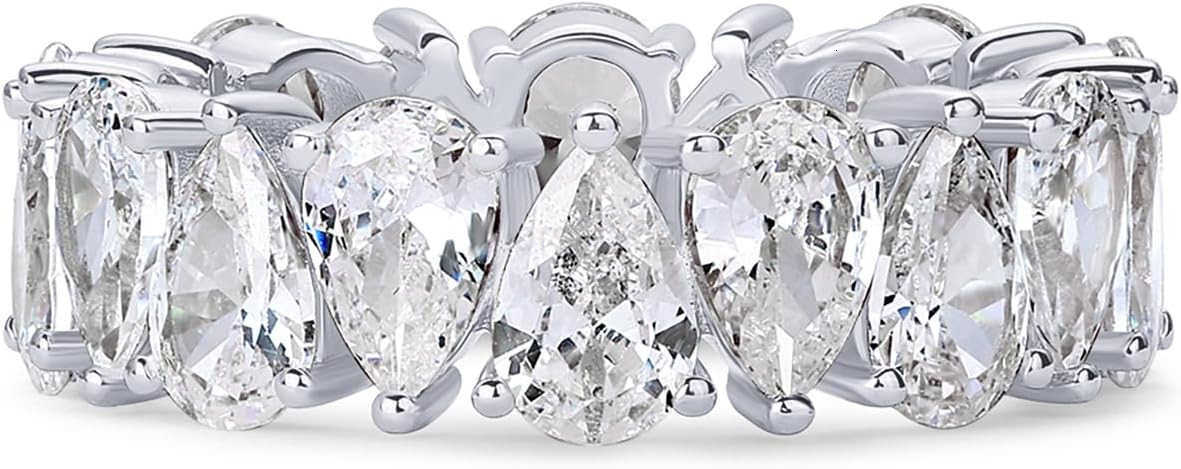 14K Gold Plated Pear Love Eternity Rings for Women Gold Cubic Zirconia Ring Bridal Eternity Wedding Band RingW250908