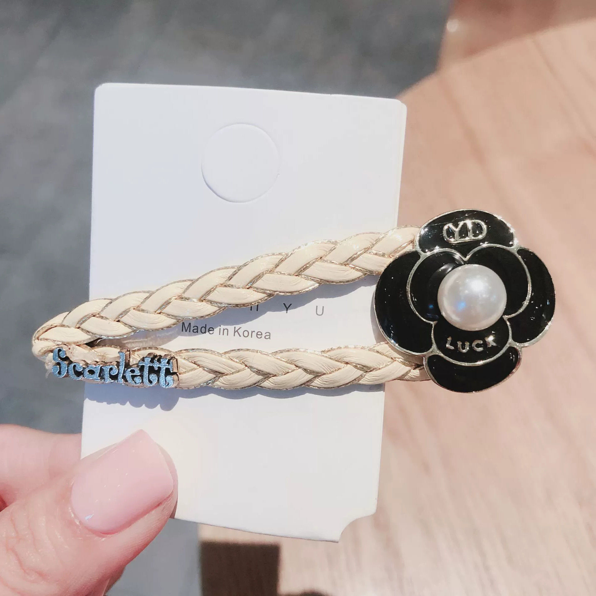 hair clipper korean style camellia clip back of head Internet celebrity hairpin chain pearl bangs elegant bb hair accessory hair clipper