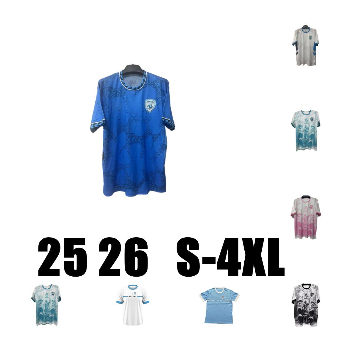 23 24 25 26 Israel Soccer Jerseys camisetas de futbol home away third adult blue and white Football Shirts maillots de foot Short Sleeve men kids Uniforms custom S-XXXXL