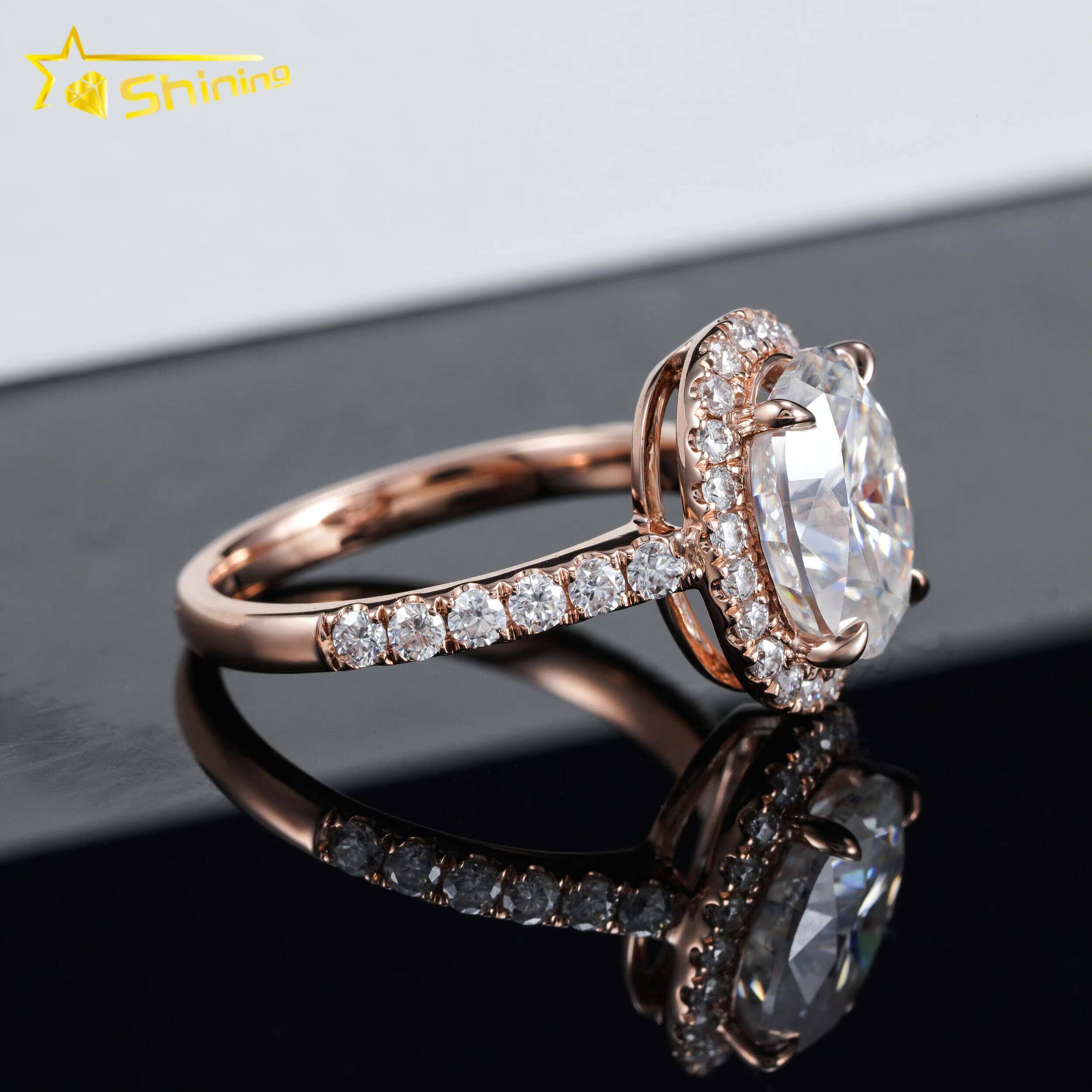 Fine Jewelry 14K Solid Gold D Color VVS Oval Cut Moissanite Diamond Ring Custom Women Diamond Engagement Wedding Rings