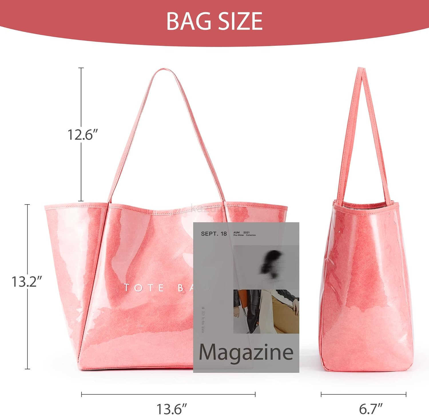 PVC Tote Women Weekender Bag Large Shopper Handbag Oversize Shoulder Travel Purse Z250908