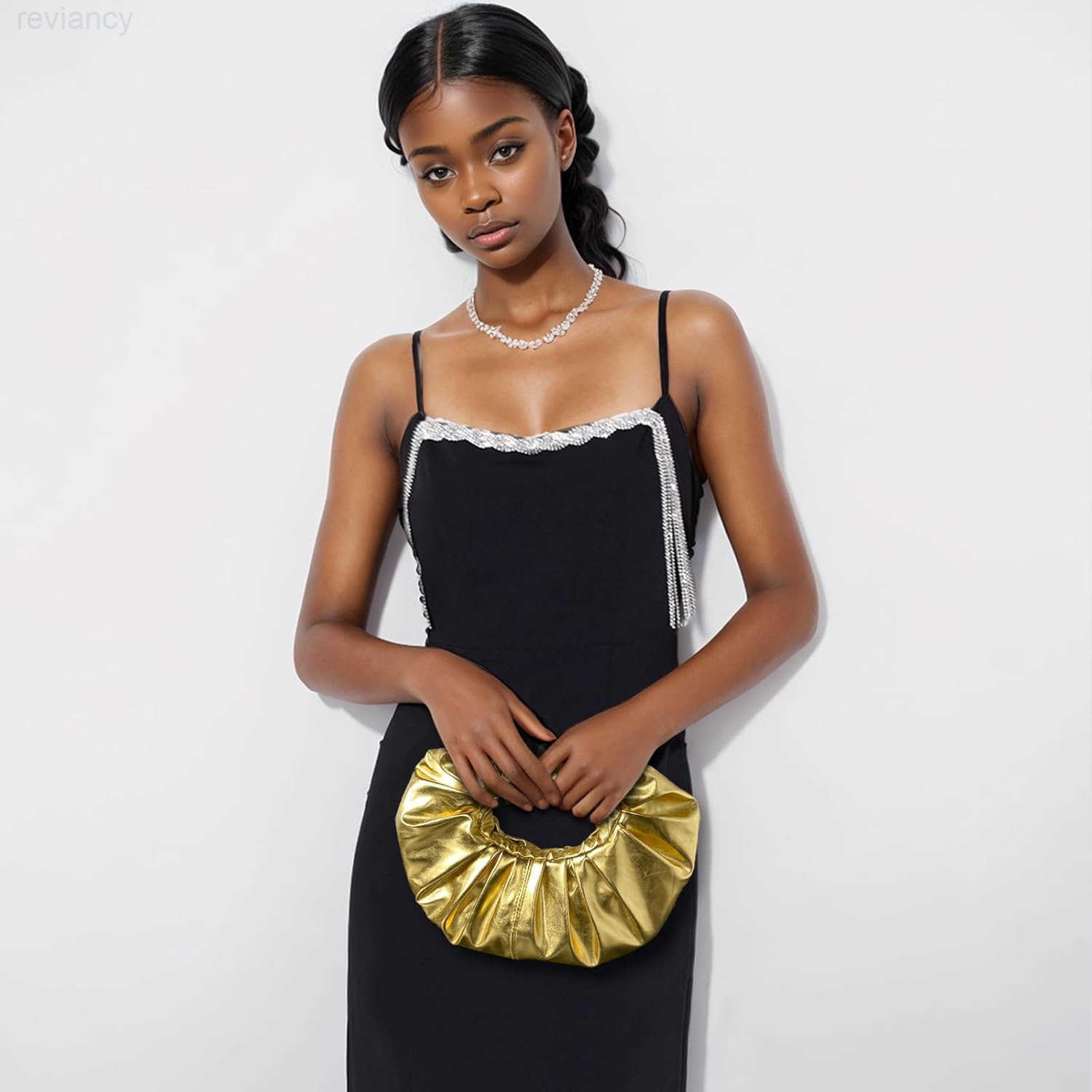 Clutch Purse for Women Evening Clutch PU Leather Pleated Bag Designer Handbag for Party Prom WeddingW250908