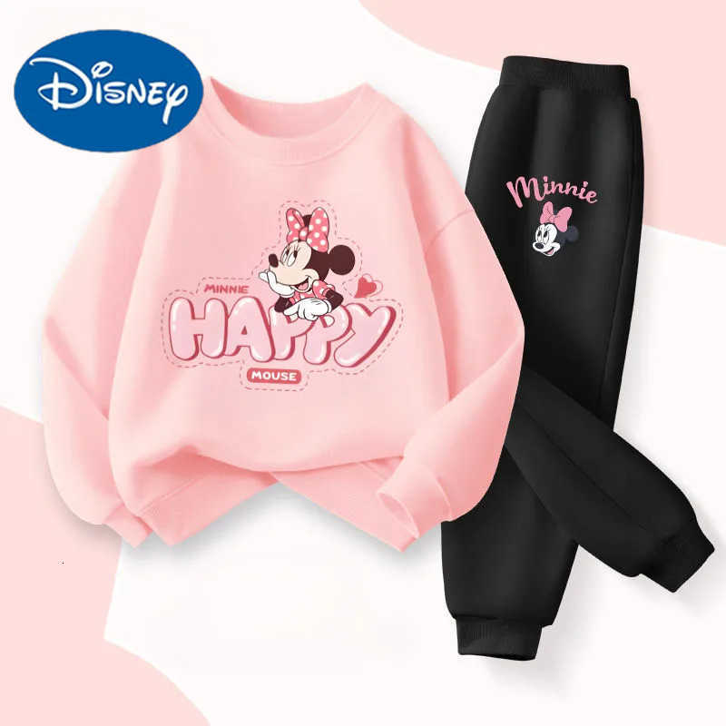 Disney Minnie Printed Spring New Childrens Clothing Sets Girls Hoodies Long Pant Two Piece Suit Kids Casual Tracksuit H250908