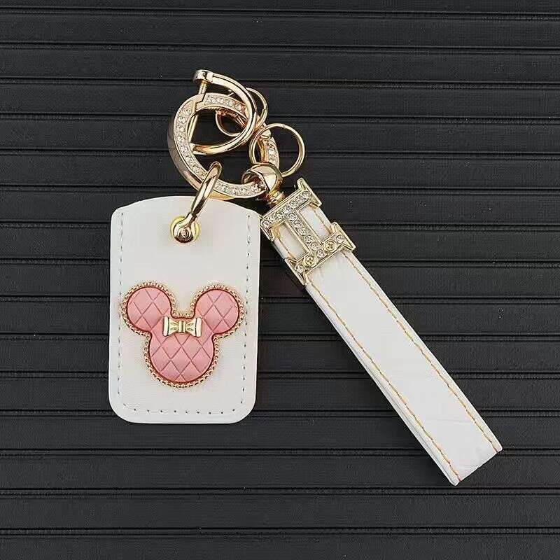 DHEssentials Cute Car Keychains for Girls: Leather - made, Suitable for Bags & Car Accessories
