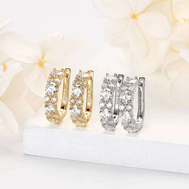 2.76ct D Color VVS1 Clarity Brilliant Round Cut Moissanite Lab Grown Dia Sterling Sier Earrings for Women - view 3