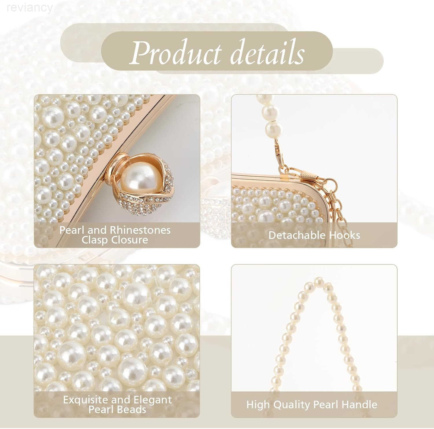 Women Pearl Evening Handbags Noble Crystal Beaded Clutch Purse for Wedding Bridal Parites PromW250908