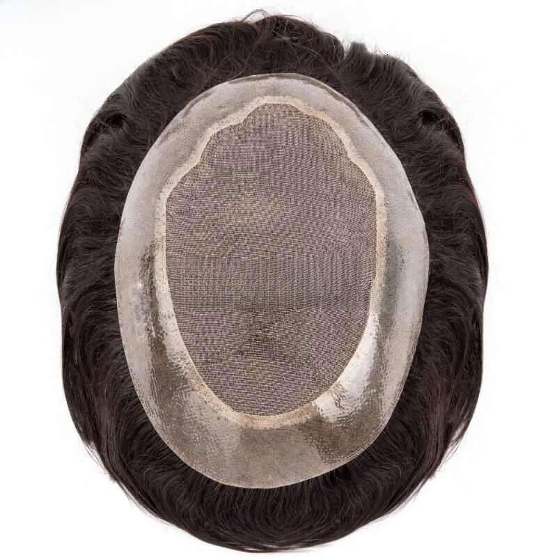 Synthetic Prosthesis Toupee Mono Soft Pu Durable Men Wigs 6 Replacement Exhuast Systemes Unit 100 Human Hair Male Wig