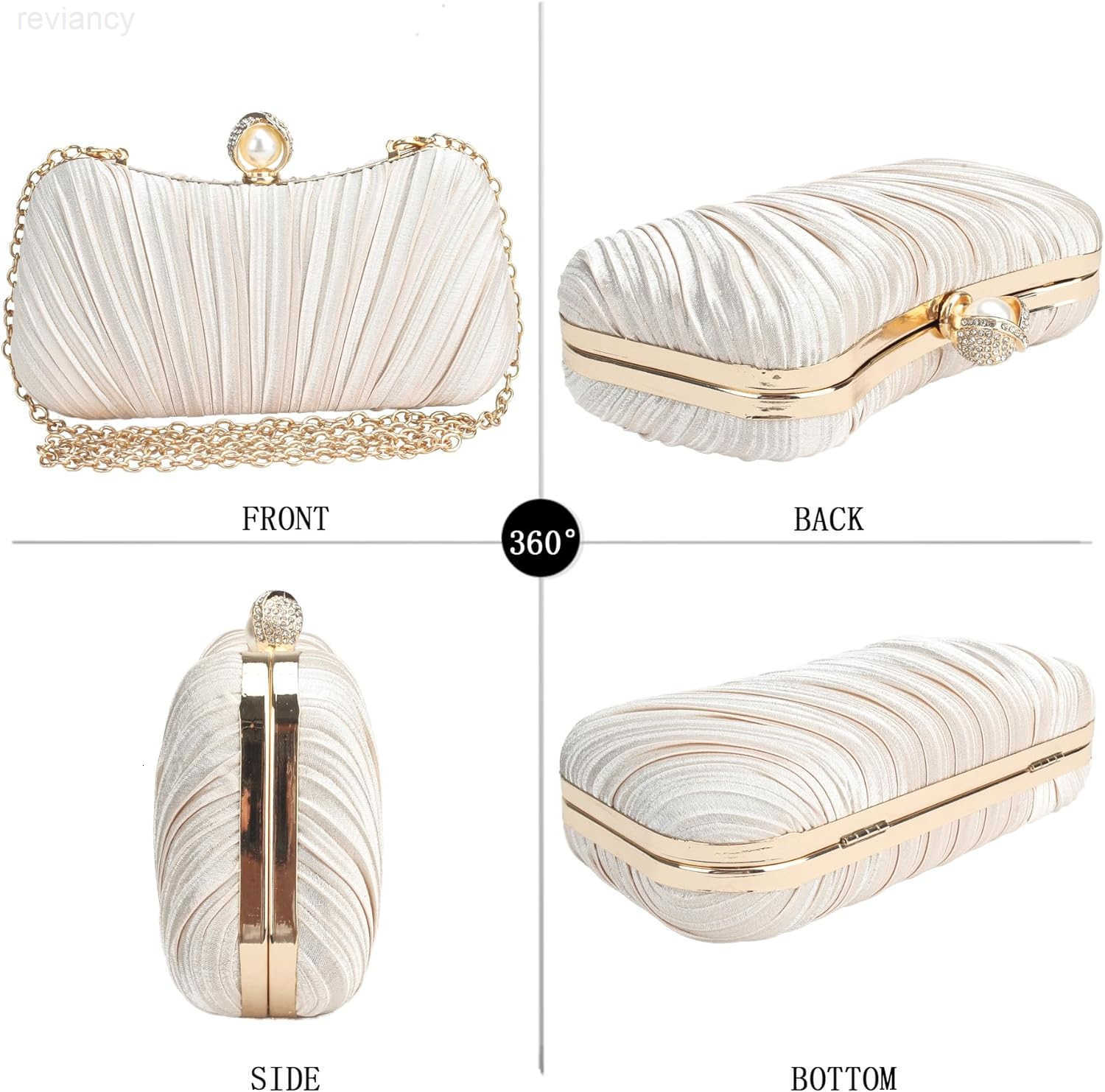 Clutch Purse Satin Pearl Evening Bag Handbag Chain Strap Shoulder BagW250908