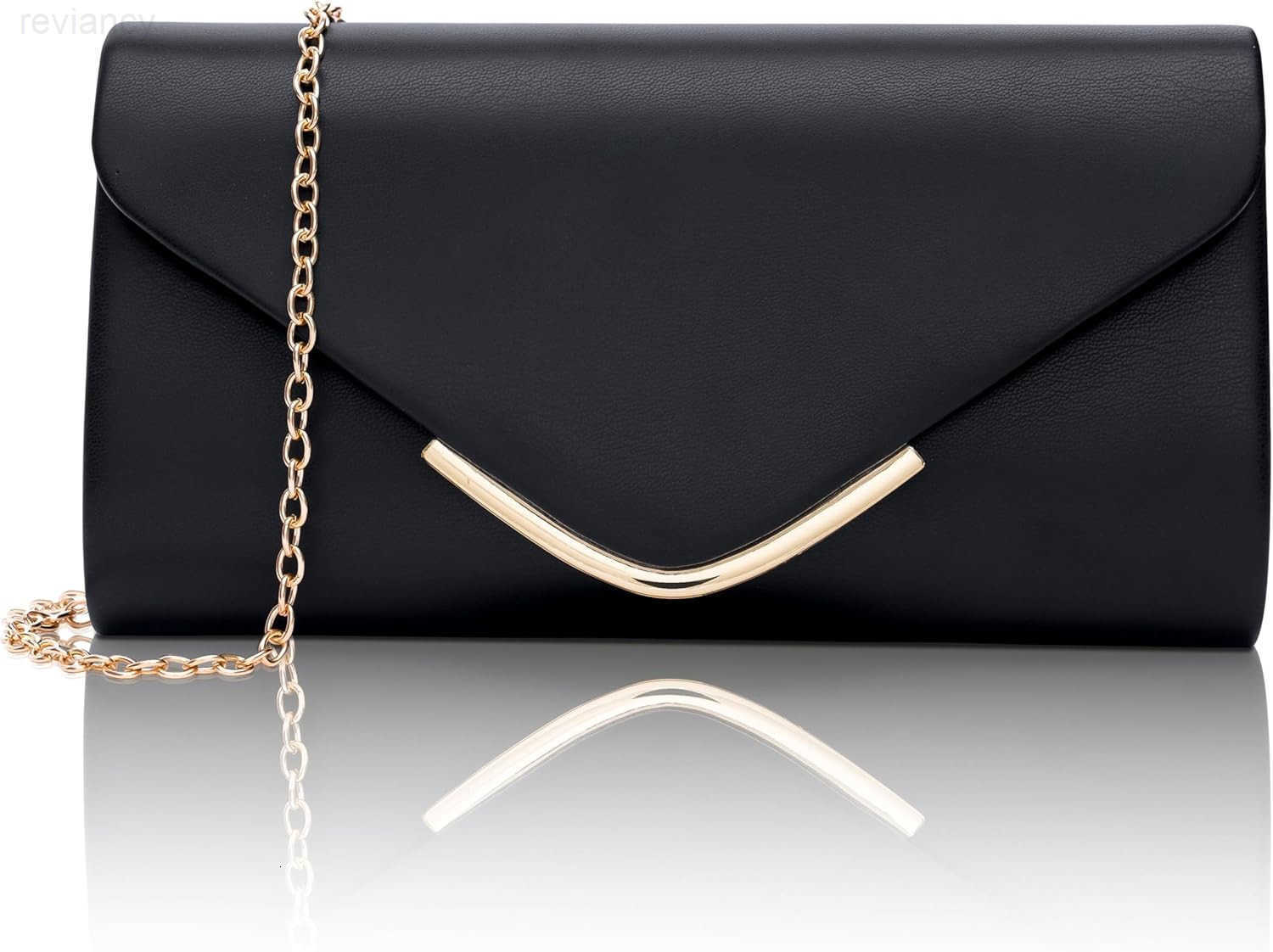 Clutch Purse for Women Trendy Vegan Leather Envelope Evening Bags wChain Wedding Cocktail Party Formal HandbagsW250908