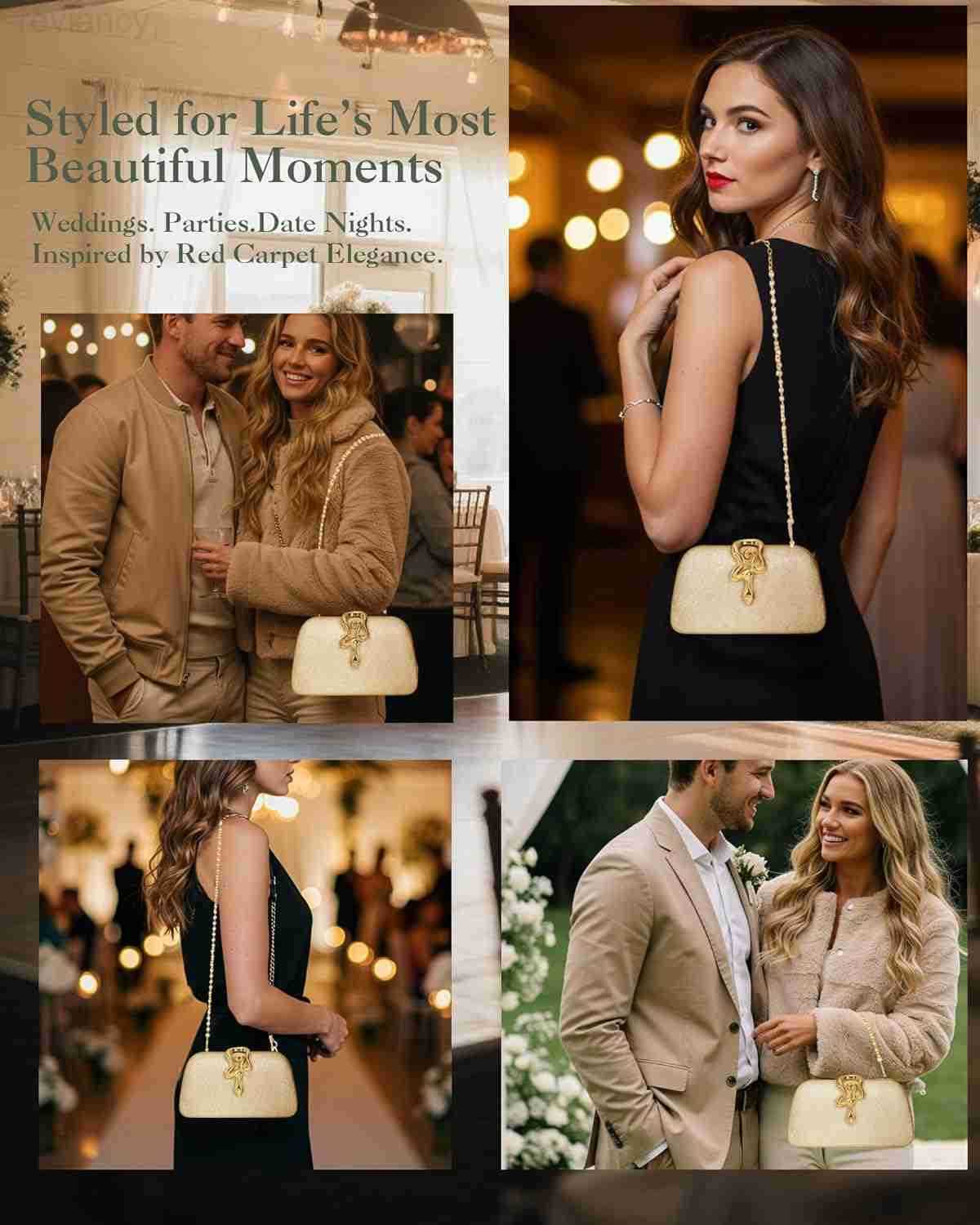 Clutch Purse for Women Elegant Dazzling Evening Bag Sparkly Handbag for Magical Weddings Special MomentsW250908