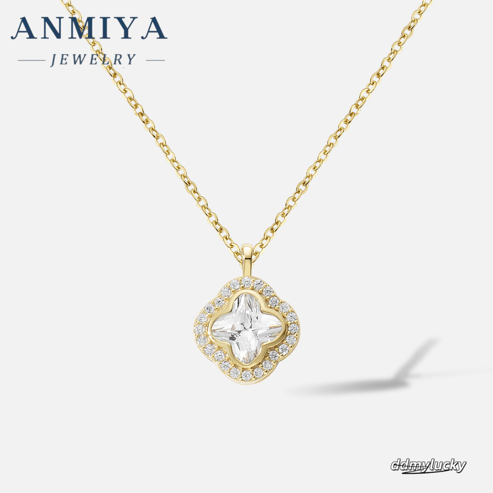 Sterling Sier Clover Pendant Women Square Zircon Link Chain Necklace For Parties Gifts ddmyLucky ddmyLucky