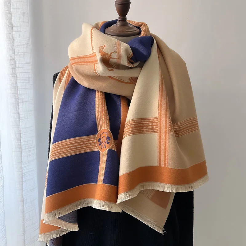 Winter Scarf Women Cashmere Warm Pashmina Foulard Female Shawls Wraps Thick Soft Bufanda Poncho Scarves Stole 2025 250828
