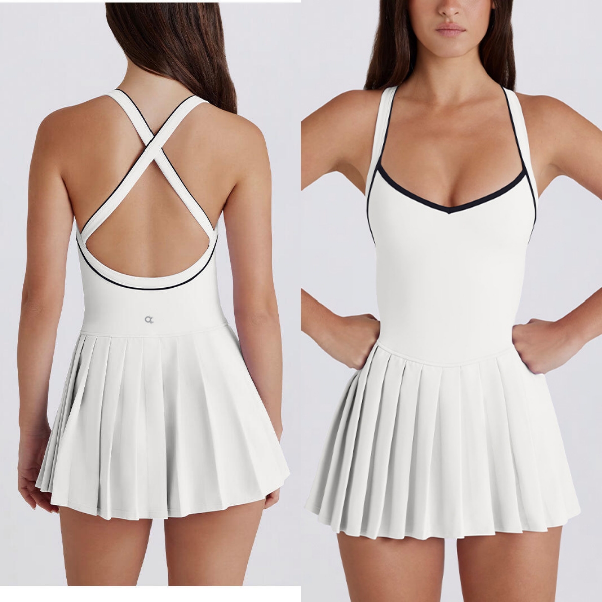 A1257 Short Skirt With Chest Cushion Dress Pleated Skirt Leggings Breathable Quick-Drying Sports, Running Anti-Glare Tennis Skirt