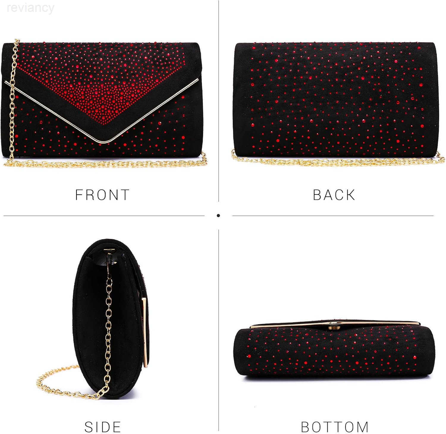 Women Rhinestone Evening Bag Faux Suede Clutch Formal Party Sparkly Purses Cocktail Wedding HandbagW250908