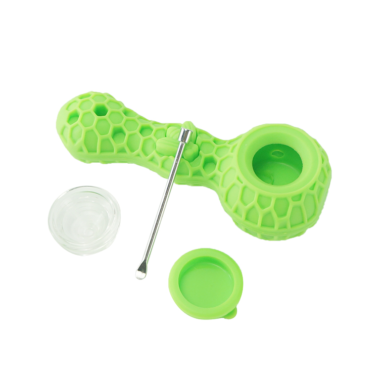 Smoking Pipes Silicone Hand Pipe Colorful Silicone Pipe For Tobacco Dry Herb Spoon Silicone Pipes With Holes Glass Bowl Hookah Accessories