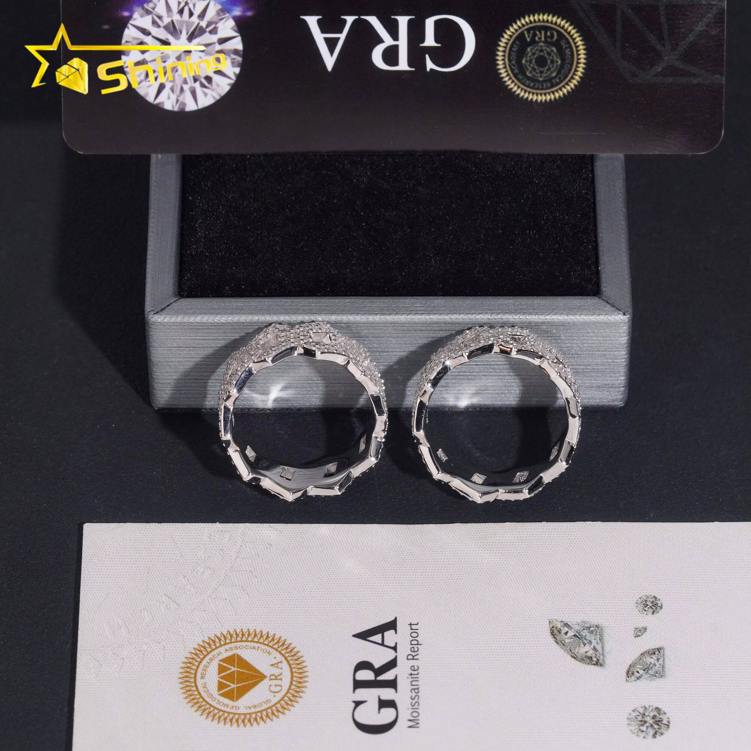 US Warehouse Pass Diamond Tester High Quality 925 Silver Fine Jewelry Fully Iced Out Hip Hop Ring Moissanite Men Cuban Ring Designer ring