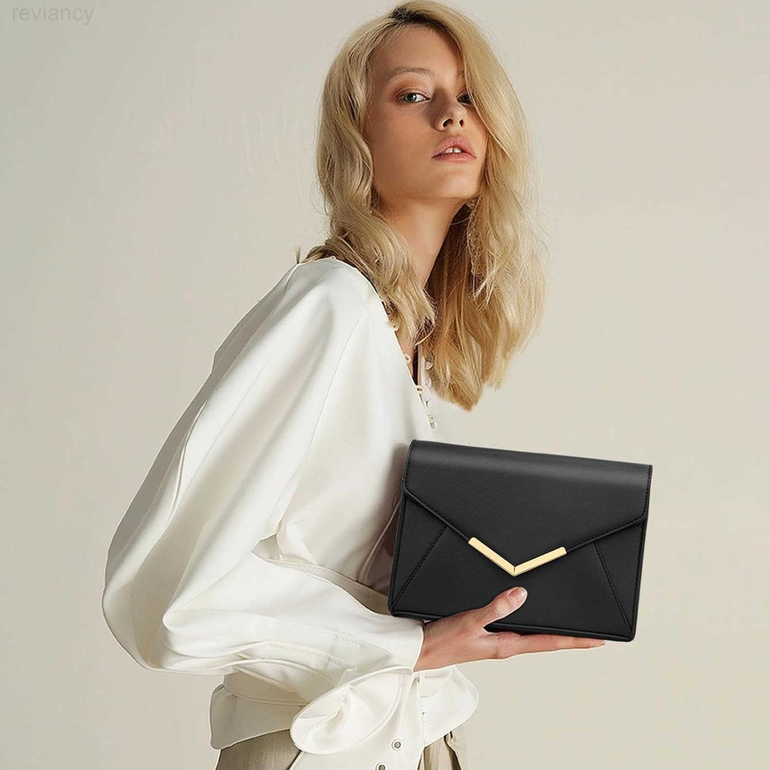 Women Elegant Faux Leather Evening Envelope Clutch Purse Foldover Bags for Party Wedding PromW250908