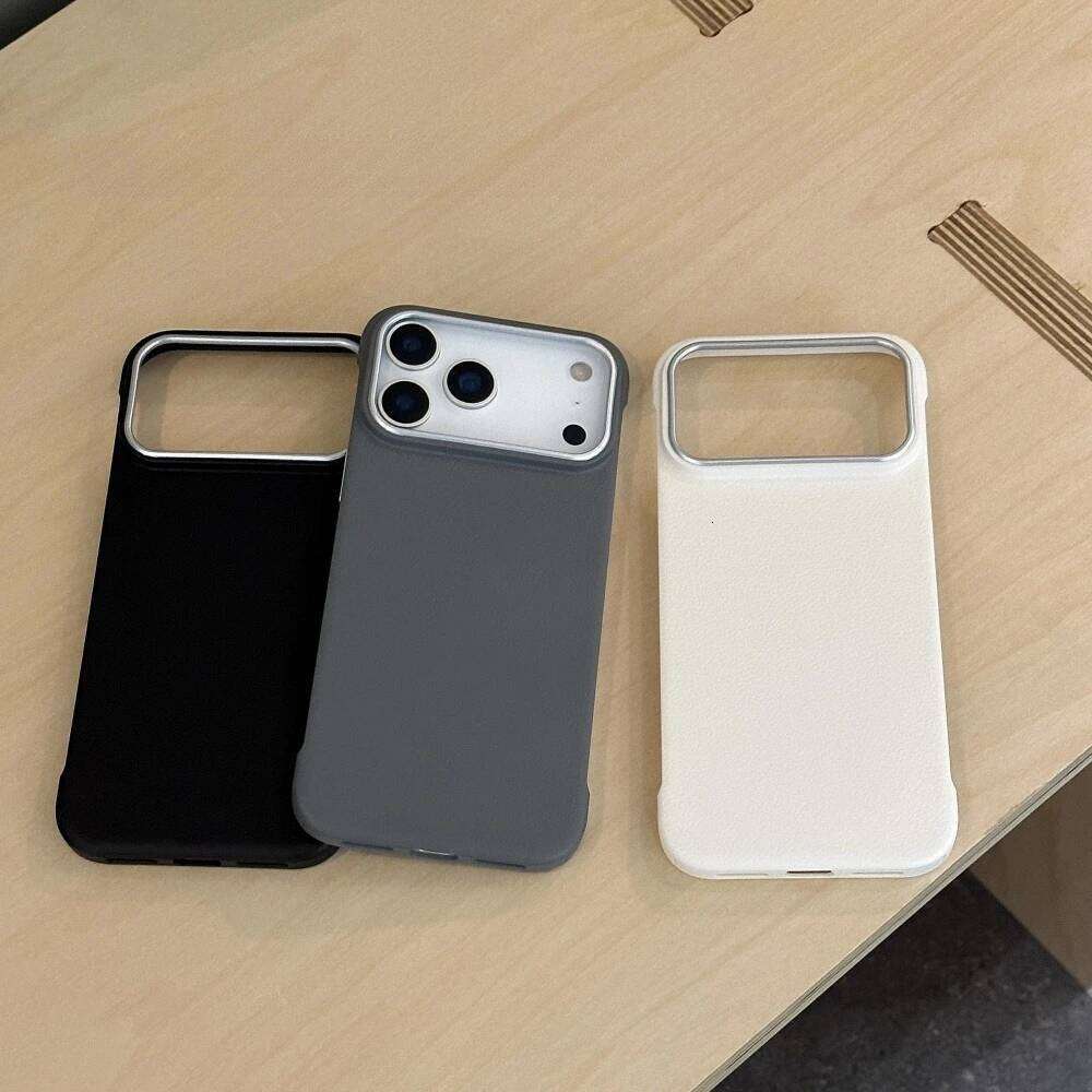 Ultra thin Frameless Case For Iphone Matte Leather Texture Cases for IPhone 17 Air 16 15 14 Pro Max 17pro Cover Shell