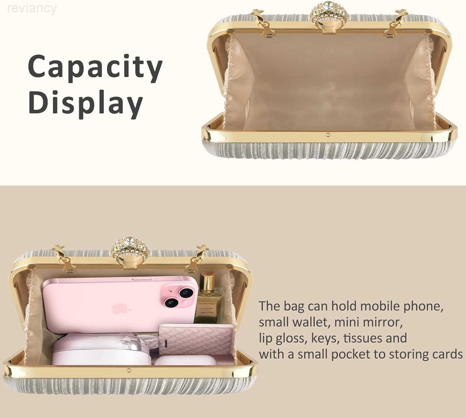 Womens Evening Bag Clutch Purse Handbag Chain Strap Shoulder Bag for Wedding Party Prom DinnerW250908