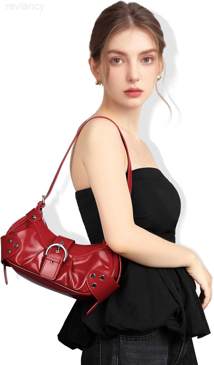 Shoulder Bag for Women PU Leather Purse Adjustable Strap Hobo Crossbody Handbag with Zipper ClosureW250908