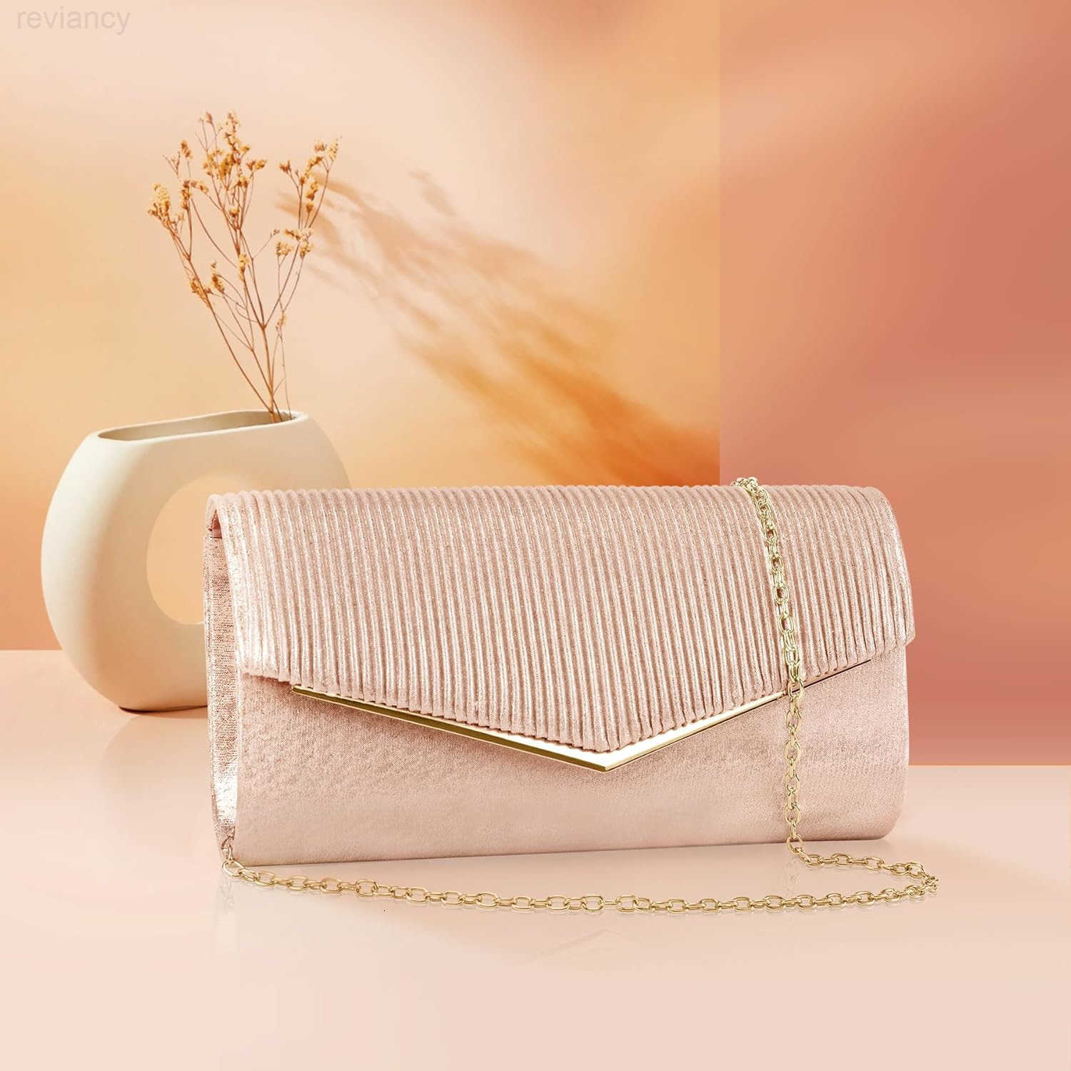 Clutch Purses for Women Bling Vertical Lines Envelope Evening Bag wChain Formal Ladies Handbags905x197x472W250908