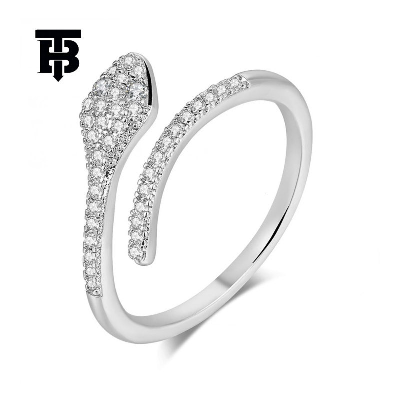 TB BHULAMTE Designer Luxury New Fashion Zircon Micro-inlaid Snake-shaped Women's Open Ring Gold-plated Jewelry Fashion Trendy And Versatile Acces