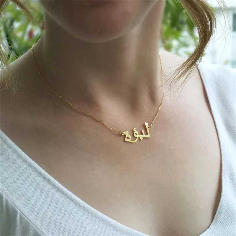 Custom 925 Sterling Silver Plated 18K Gold Arabic Name Necklace For Women Personalized Islam Jewelry Muslim Holidays Gift W25908