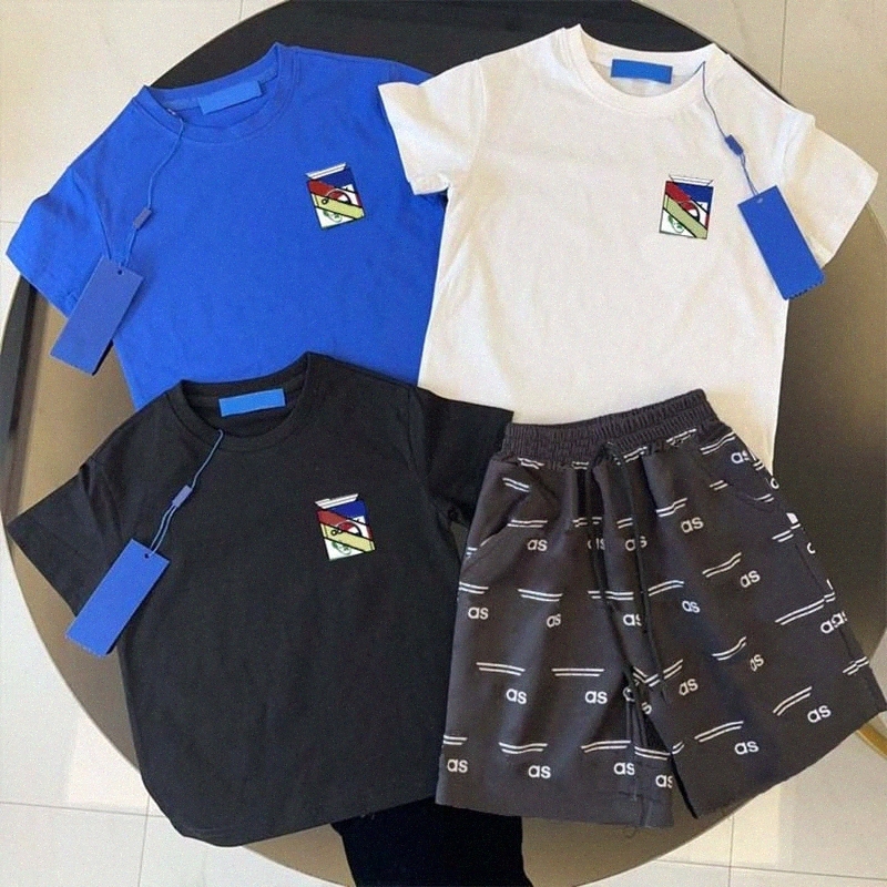 kids Clothing Sets Designer boys girls toddler black white blue clothes baby T-shirts shorts set children infant baby casual summer suits 15d1#