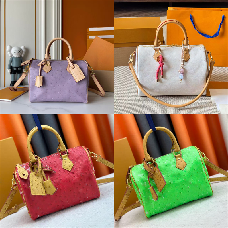 Luxury Designer P9 Speedies Bag Shoulder Bag Woman Ostrich Leather Pillow Bag Classic Handbag Crossbody Purse Clutch Wallet Tote Bag Boston Bag