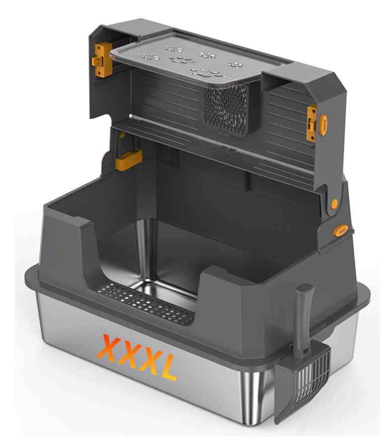 Stainless Steel Cat Litter Box - Oversized Pet Toilet with Activated Carbon Pack & Shovel - JY-W