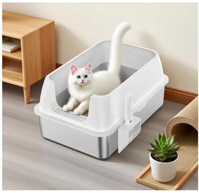 Factory Wholesale: Spacious Leak-Free Feline Toilet for Cats with Simple Cleaning Design Including shovel - JY-T