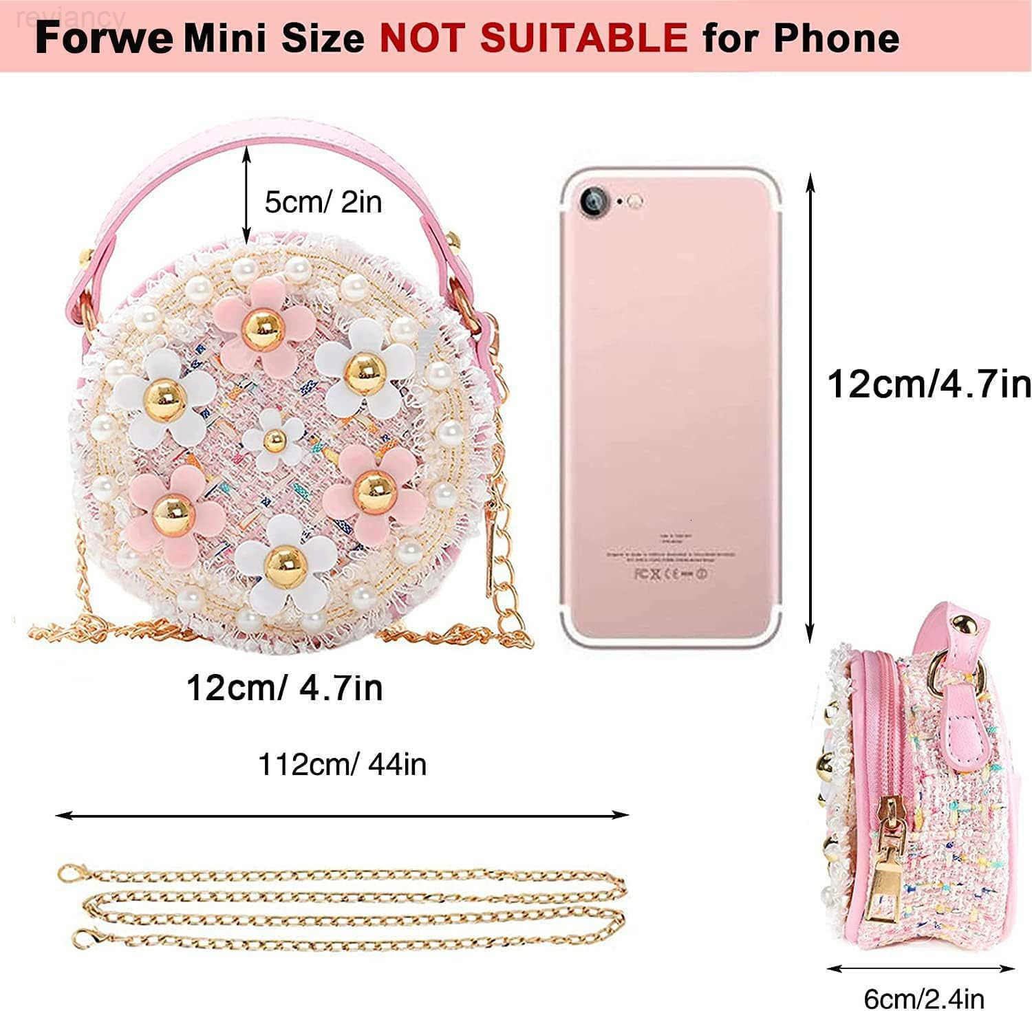 Little Girls Toddler Crossbody Purse with Pearl Flowers Mini Cute Princess Handbags Shoulder Chain BagW250908