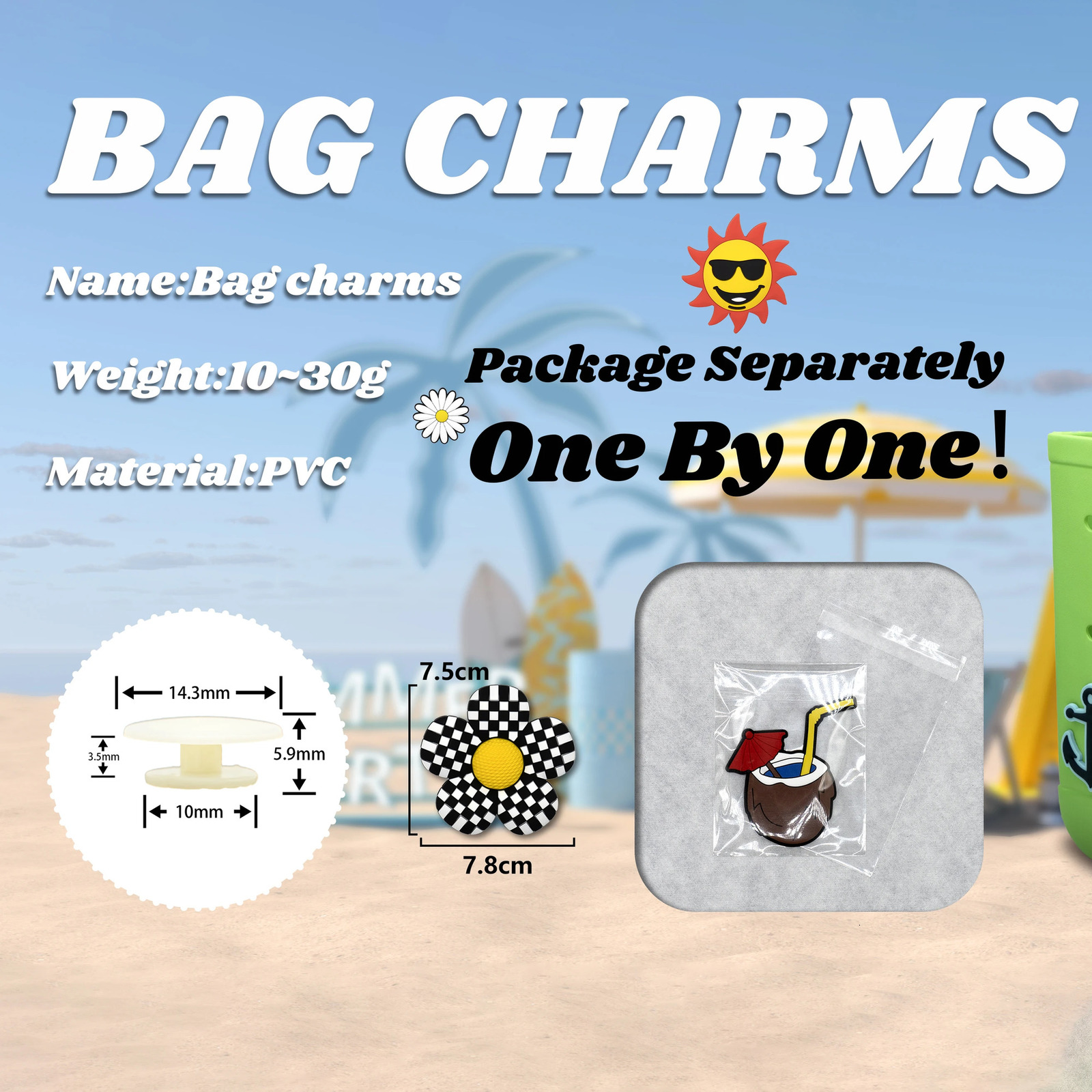 17pcs Bling Bow Charms For Beach Bag Accessories Slippers Handbag Decoration Palm Tote 250908