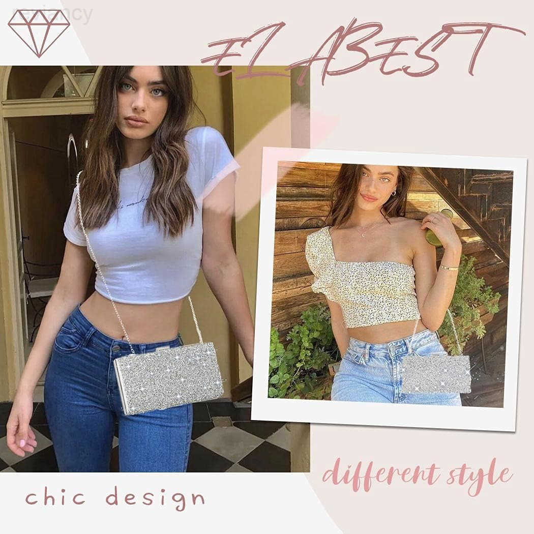 Evening Clutch Bag Double Sided Diamond Bag Crossbody Purse Wedding Party Bag for WomenW250908